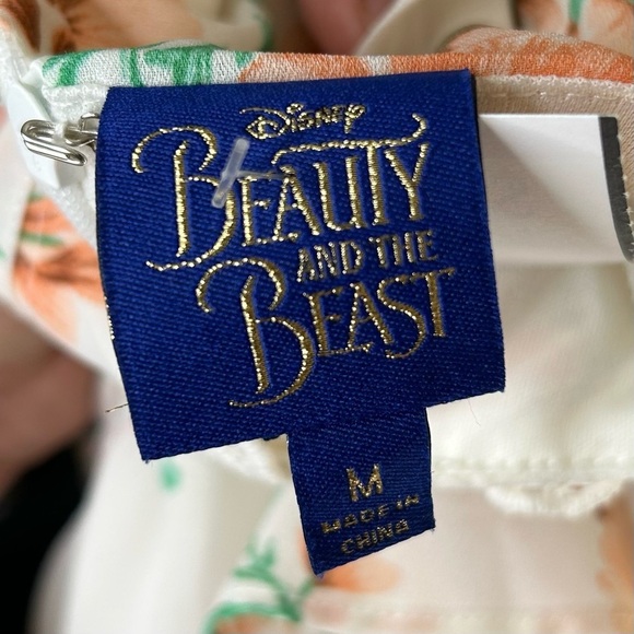 Beauty and the Beast Floral Dress Cold Shoulder Asymmetrical Hem Medium - Picture 7 of 10